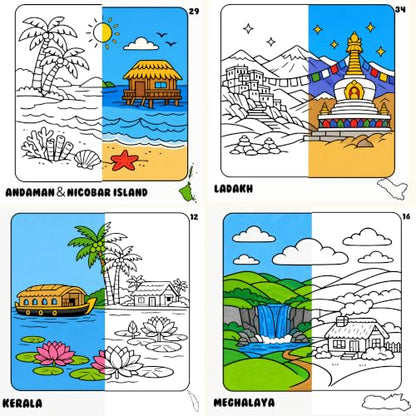 DIVINE INDIA Colouring Book for Adults & Kids | Relaxing Colouring Journey Through India's 28 States & 8 Union Territories | Explore India's Culture | Cute & Easy Designs | 8 x 8 Inch
