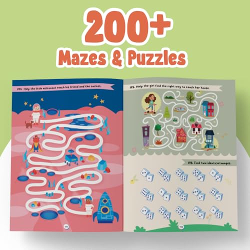 200+ Mazes & Puzzle Activity Book for Kids Ages 3-7, Fun and Challenging Picture Puzzles with 500+ Free Printable Worksheets & Parenting Tips