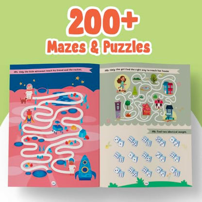 200+ Mazes & Puzzle Activity Book for Kids Ages 3-7, Fun and Challenging Picture Puzzles with 500+ Free Printable Worksheets & Parenting Tips