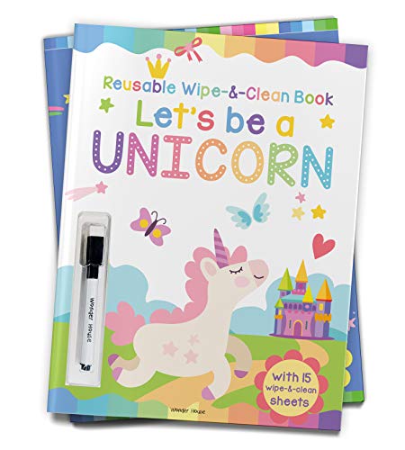 Let’S Be A Unicorn - Reusable Wipe And Clean Activity Book With 15 Wipe And Clean Sheets