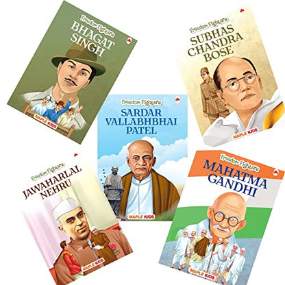 Story Books for Kids (Set of 5 Books) (Illustrated) - Indian Freedom Fighters - Biographies for Children - 6 Years to 10 Years Old - Gandhi, Patel, Nehru, Subhash Chandra Bose, Bhagat Singh