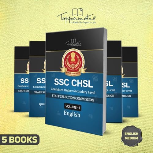 SSC CHSL Staff Selection Commission Combined Higher Secondary Level Exam Notes for Maths, English, General Studies & Reasoning Set of 5 Books in English, ToppersNotes Latest Edition
