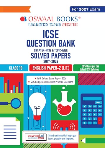 Oswaal Class 10 ICSE Question Bank English Paper-2 Literature (2017-2026) | For 2027 Exam Chapter-wise & Topic-wise with Competency Based Questions | Includes 2026 Paper- fully solved