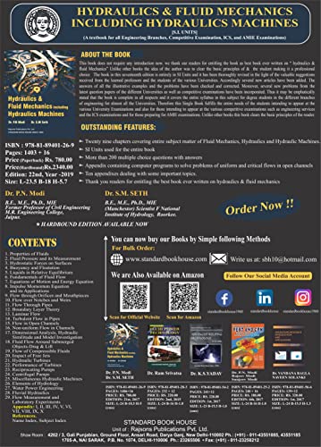 Hydraulics and Fluid Mechanics Including Hydraulics Machines Paperback 22nd Edition (ISBN-13: 9788189401269) (Twenty Second Edition, 1973)