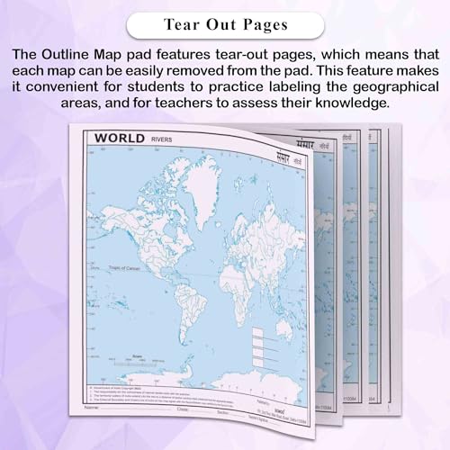 SMALL - 100 INDIA RIVER OUTLINE MAP FOR SCHOOL and SMALL - 100 WORLD RIVER OUTLINE MAP FOR SCHOOL | Combo of 2