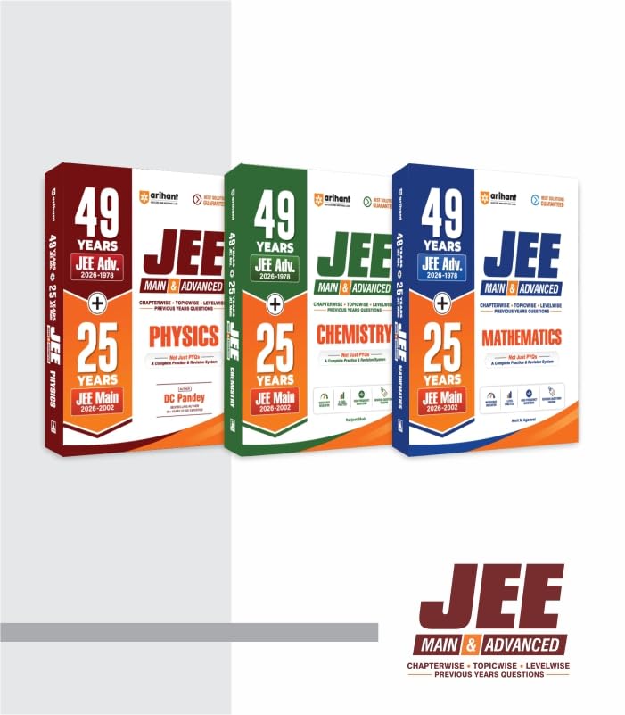 Arihant 49 Years JEE Advanced (1978–2026) & 25 Years JEE Main (2002–2026) PCM Combo | Physics, Chemistry & Mathematics Chapterwise, Topicwise & Levelwise PYQs | 3-Level Practice & Questions