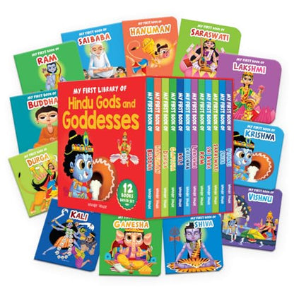 My First Library Of Hindu Gods And Goddesses (12 Board Book Set) Age 2–6 Years | Illustrated Spiritual Stories | Indian Mythology | Ganesha | Krishna | Shiva & More | Early Learning | Latest Edition