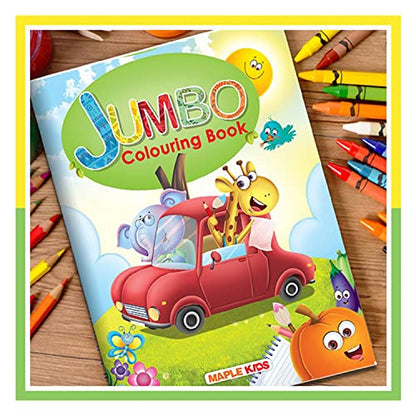 Jumbo Colouring Book - Activity Colouring Book for 3 to 5 years old kids - Gift to children for painting, drawing and colouring with reference guide