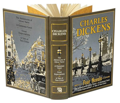 Charles Dickens Four Novels: The Adventures of Oliver Twist, a Christmas Carol, Great Expectations, a Tale of Two Cities (Leather-bound Classics)