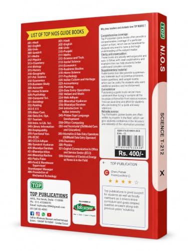 TOP NIOS Science & Technology Guide Class 10 (T-212)