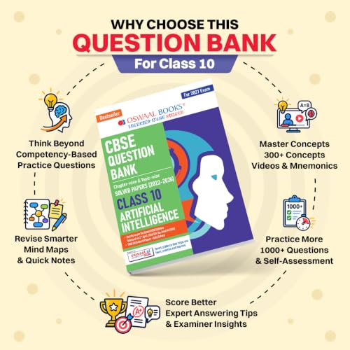 Oswaal CBSE Class 10 Artificial Intelligence Question Bank | Chapter & Topic-wise Solved Papers (2017–2026) | Based on Latest Syllabus (April 2026) | Includes 2026 Papers | For 2027 Exam