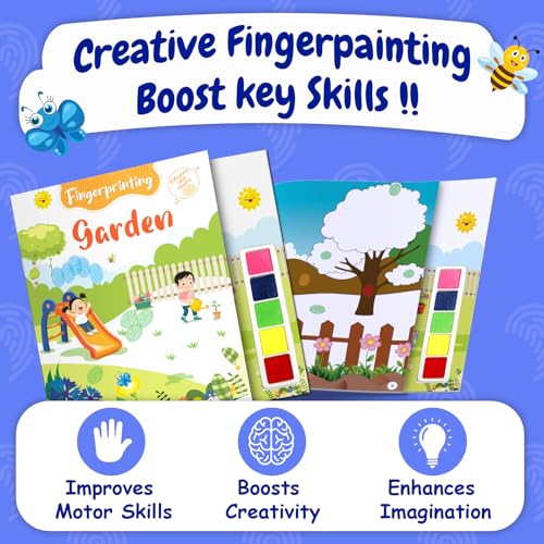 Fingerprint Coloring Book – Garden | Finger Painting Fun for Kids | Includes Colors | Spark Creativity & Imagination | Perfect Gift