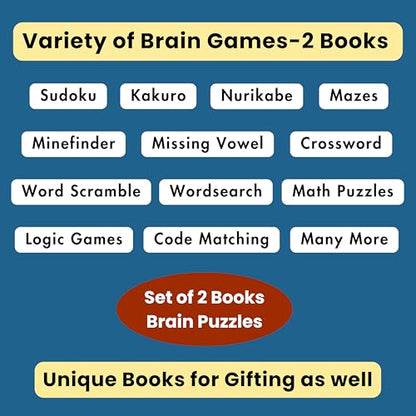 Brain Games for Creative Minds - Ultimate Puzzles for Adults - Level-1 & 2 - Sudoku, Kakuro, Crosswords, Word Search, Mazes, Logic & Number Games, Mind Relaxing Games for Adults