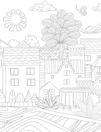 Cityscape – Colouring Book for Adults | Adult Coloring Activity Book with 32 Detailed City Designs | High-Quality Paper Suitable for Colouring Pencils, Gel Pens & Sketches