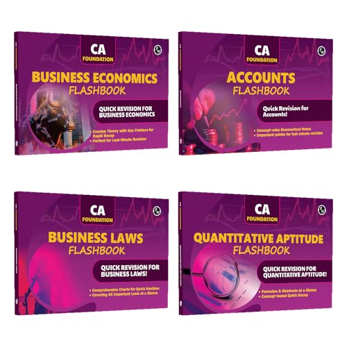 PW CA Foundation Flashbook - Business Economics, Quantitative Aptitude, Business Laws and Accounts Combo Set of 4 Books | Detailed Charts For Quick Revision [Paperback] PW