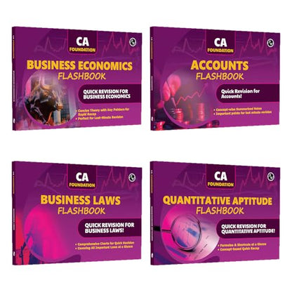 PW CA Foundation Flashbook - Business Economics, Quantitative Aptitude, Business Laws and Accounts Combo Set of 4 Books | Detailed Charts For Quick Revision [Paperback] PW