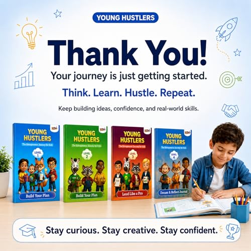Young Hustlers – Financial Literacy & Entrepreneurship Workbook for Kids Ages 6-14 | 4-Book Money Management & Business Skills Activity Set (Young Hustlers Series)