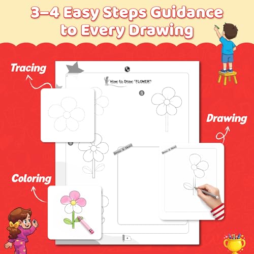 How to Draw Everything You See: 365 Drawing Book For Kids 4+ Years Old | Easy Step By Step Guide For Tracing & Coloring | Fun Themes-Animals, Fruits, Vegetables, Toys | Thoughtful Gift For Children