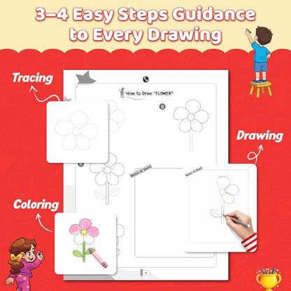 How to Draw Everything You See: 365 Drawing Book For Kids 4+ Years Old | Easy Step By Step Guide For Tracing & Coloring | Fun Themes-Animals, Fruits, Vegetables, Toys | Thoughtful Gift For Children