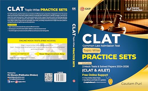 GKP CLAT 2027 Topic-Wise Practice Sets | Solved Papers of CLAT & AILET (2024–2026) | 2 Full-Length Mock Tests | Sectional Practice for Legal Aptitude, Logical Reasoning & More