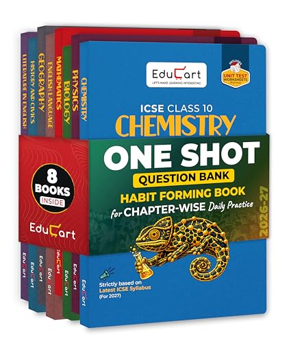 Educart ICSE Class 10 One Shot Question Bank 2027 (Set of 8 Books) | Physics, Chemistry, Maths, Biology, English 1 & 2, Geography, History & Civics | 2026–27 Exam