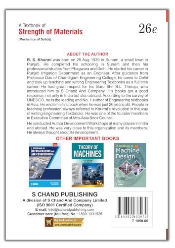 A Textbook of Strength of Materials (Mechanics of Solids) SI Units | 26th Edition | By RS Khurmi & N Khurmi