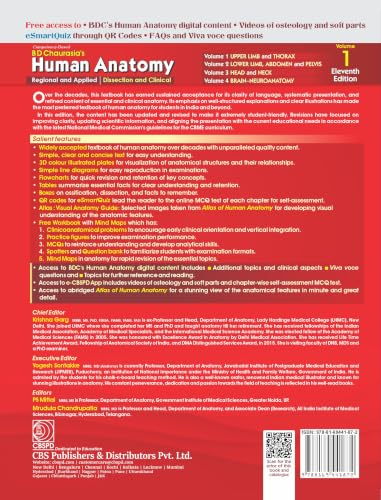 B D Chaurasia's Human Anatomy, Vol. 1, 11th Edition | Regional and Applied Dissection and Clinical : Upper Limb and Thorax with Free Workbook and Mind Maps (PB 2027)