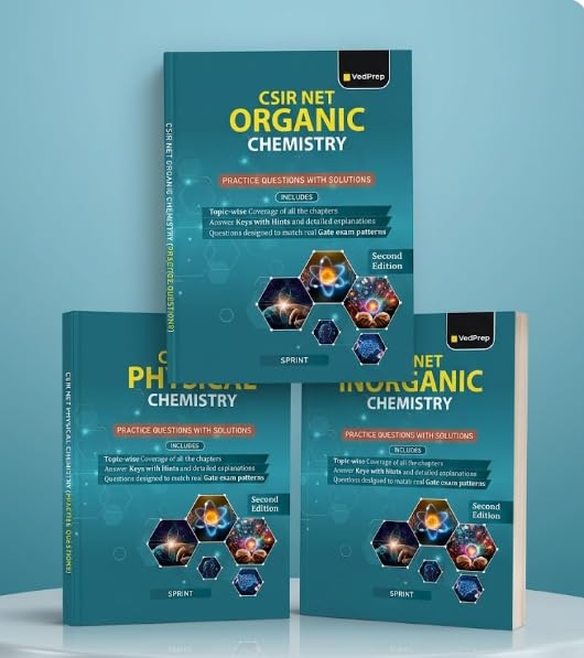 VedPrep CSIR NET Chemical Science Practice questions with deatiled Explanations Books Set, Inorganic, Organic and Physical Chemistry (3 Books)
