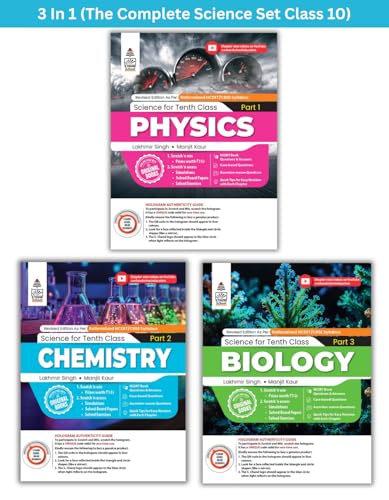 Lakhmir Singh Science Class 10 (PCB Combo) – 3 Book Set (Physics, Chemistry, Biology) | All in One Science Class 10 | NCERT Book Questions & Answers | CBSE New Syllabus | CBQs, Solved Board Papers & Exercises – For (2026-27) Exams