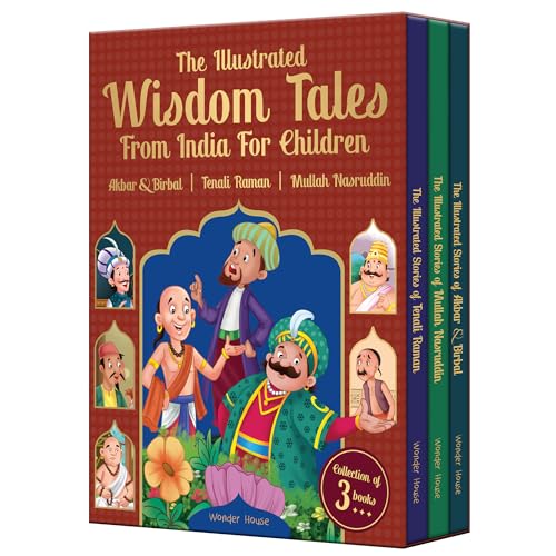 The Illustrated Wisdom Tales From India For Children (Boxed Set Of 3 Books)-Tenali Rama |Akbar And Birbal | Mulla Nasruddin Collection Of 3 Books (Illustrated Story Books)
