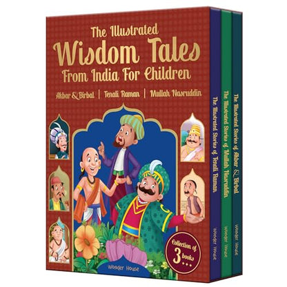 The Illustrated Wisdom Tales From India For Children (Boxed Set Of 3 Books)-Tenali Rama |Akbar And Birbal | Mulla Nasruddin Collection Of 3 Books (Illustrated Story Books)