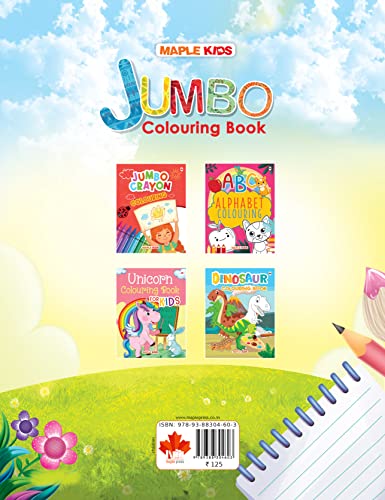 Jumbo Colouring Book - Activity Colouring Book for 3 to 5 years old kids - Gift to children for painting, drawing and colouring with reference guide