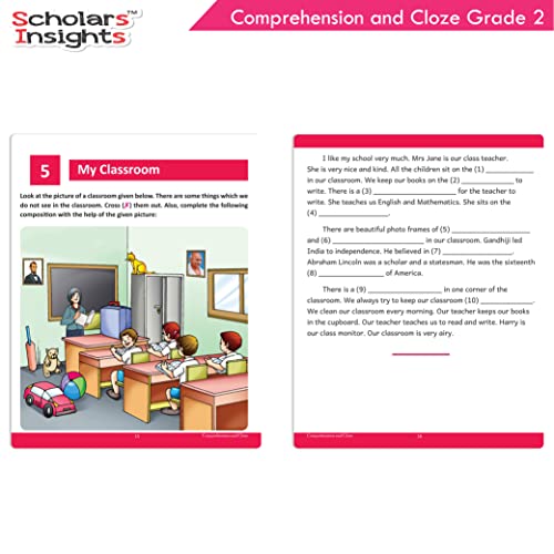 Scholars Insights Comprehension and Cloze Grade 2 - Enrichment Exercises for Reading, Comprehension, Vocabulary, and Grammar Skill Development with Self-Assessment Sheets