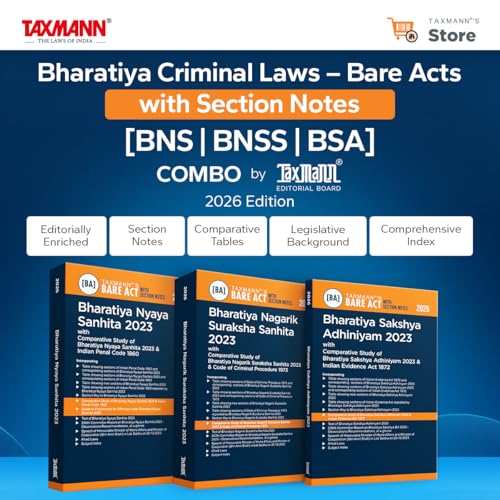 Taxmann's Bharatiya Criminal Laws – Bare Acts with Section Notes COMBO [BNS | BNSS | BSA] – Editorially Enriched | Practice-ready Reference—Far Beyond Conventional Bare Acts | Set of 3 Books