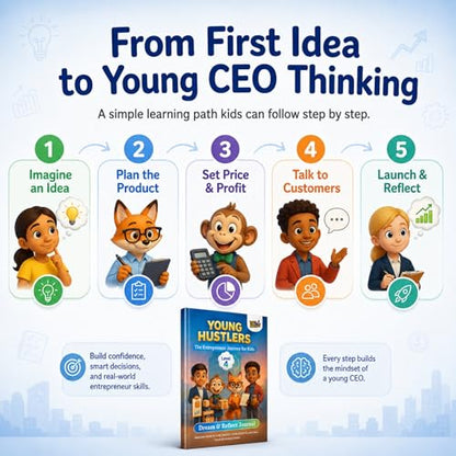 Young Hustlers – Financial Literacy & Entrepreneurship Workbook for Kids Ages 6-14 | 4-Book Money Management & Business Skills Activity Set (Young Hustlers Series)