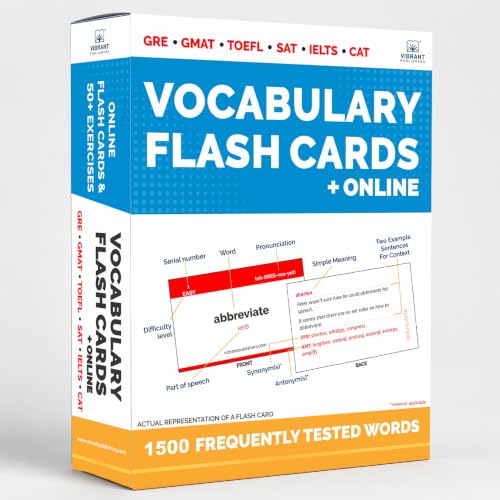 1500 VOCABULARY FLASH CARDS for GRE GMAT TOEFL SAT IELTS CAT - HIGH QUALITY Flashcards + Online Flash Cards + 50 Online Exercises