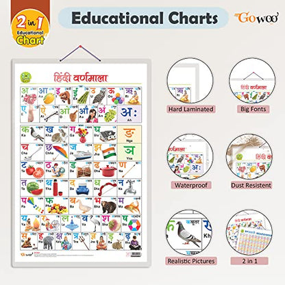2 IN 1 HINDI VARNMALA AND BAARAHKHADEE Educational chart with Big font and Dust resistant Lamination SAHIL