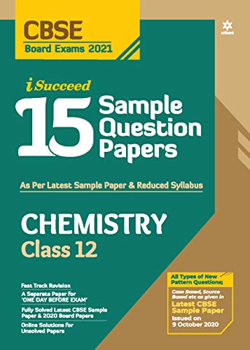 CBSE New Pattern 15 Sample Paper Chemistry Class 12 for 2021 Exam with reduced Syllabus book cover