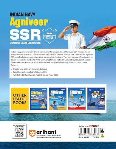 Arihant Indian Navy Agniveer SSR (Senior Secondary Recruit) Exam 2026 | Study Guide | Chapterwise Study Notes & Practice Questions | Based on Latest Exam Pattern