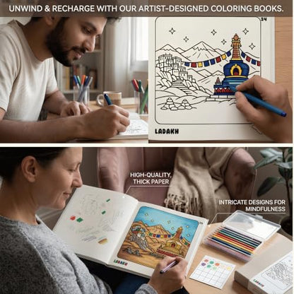 DIVINE INDIA Colouring Book for Adults & Kids | Relaxing Colouring Journey Through India's 28 States & 8 Union Territories | Explore India's Culture | Cute & Easy Designs | 8 x 8 Inch