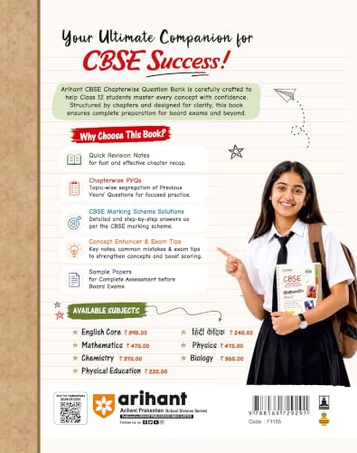 Arihant CBSE Question Bank Class 12 Mathematics For Board Exam 2027 | Chapterwise PYQs (2026–2016) with Revision Theory, Detailed Solutions, Exam Tips & Sample Papers As per Latest CBSE Syllabus