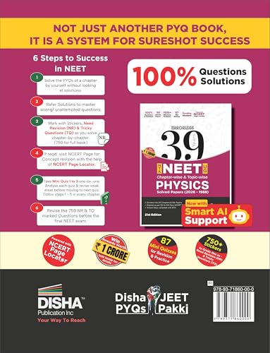 Disha Errorless 39 Years NTA NEET (UG) Chapter-wise & Topic-wise Physics NEET PYQ Book (2026 - 1988) 21st Edn | NEET Previous Year Solved Papers for 2027 Exam with 2026 Cancelled & Retest Paper