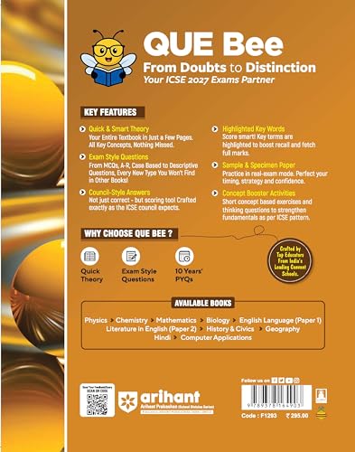Arihant ICSE Physics Class 10 Exam 2026-27 | Quick Theory, Exam Pattern Questions & Sample Papers | As per Latest ICSE Syllabus | Que Bee 2nd Edition 2027