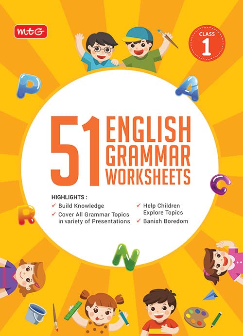 MTG 51 English Grammar Worksheets Class 1 – Grammar Work books to practice English concepts in interactive way (Based on CBSE/NCERT)