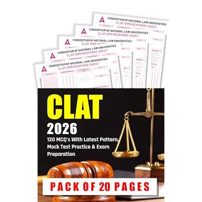 CLAT (Common Law Admission Test) OMR Practice Sheet for Exam Preparation 2026 - Pack of 20