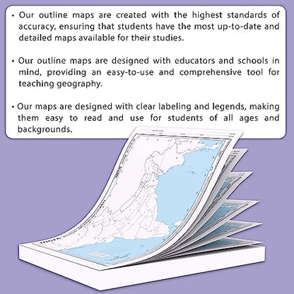 SMALL - 100 INDIA POLITICAL OUTLINE MAP FOR SCHOOL | 100 Tear-Out Sheets for Mapping and Charting Practice