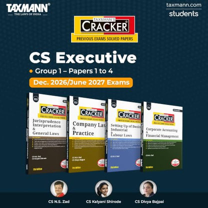 Taxmann's CRACKER COMBO for CS Executive | Dec. 2026/June 2027 Exams | Group 1 – Papers 1 to 4 | CRACKER Series | JIGL, Company Law, SUBIL and CAFM | June 2026 Edition | Set of 4 Books