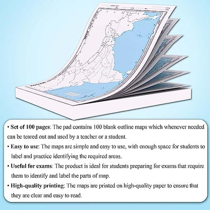 SMALL - 100 INDIA POLITICAL OUTLINE MAP FOR SCHOOL | 100 Tear-Out Sheets for Mapping and Charting Practice