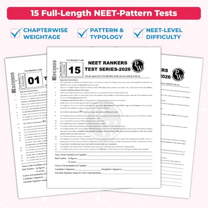 PW NTA 15 NEET Rankers Test Series 2026 | Expert Verified & Curated | 15 NEET-Like Test Booklets, 15 OMR Sheets, Solution Booklet, Rank Predictor & ... [Paperback] [Jan 08, 2026] Physics Wallah