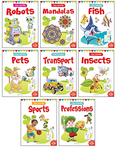 Lets Colour Copy Colouring Boxset : Pack of 8 Books (Transport, Professions, Pets, Fish, Insects, R book cover